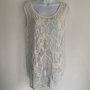 Lucky Brand Beaded White Sleeveless Top